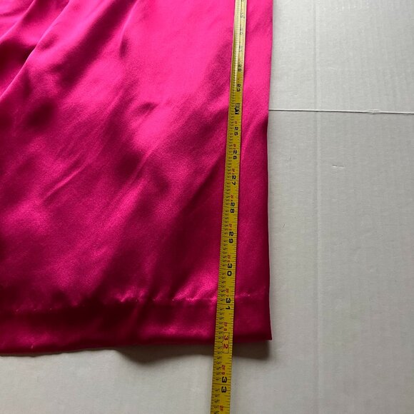 Nicole Miller Sz 8 Hot Pink Strapless Satin Cocktail Midi Lined Dress Back Zip - Picture 12 of 14